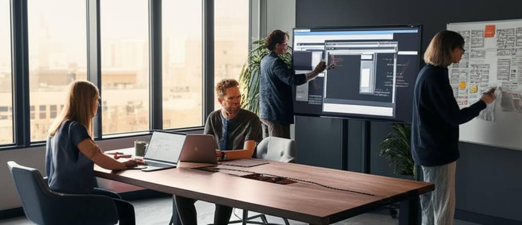 SolutionTech team working on web solutions